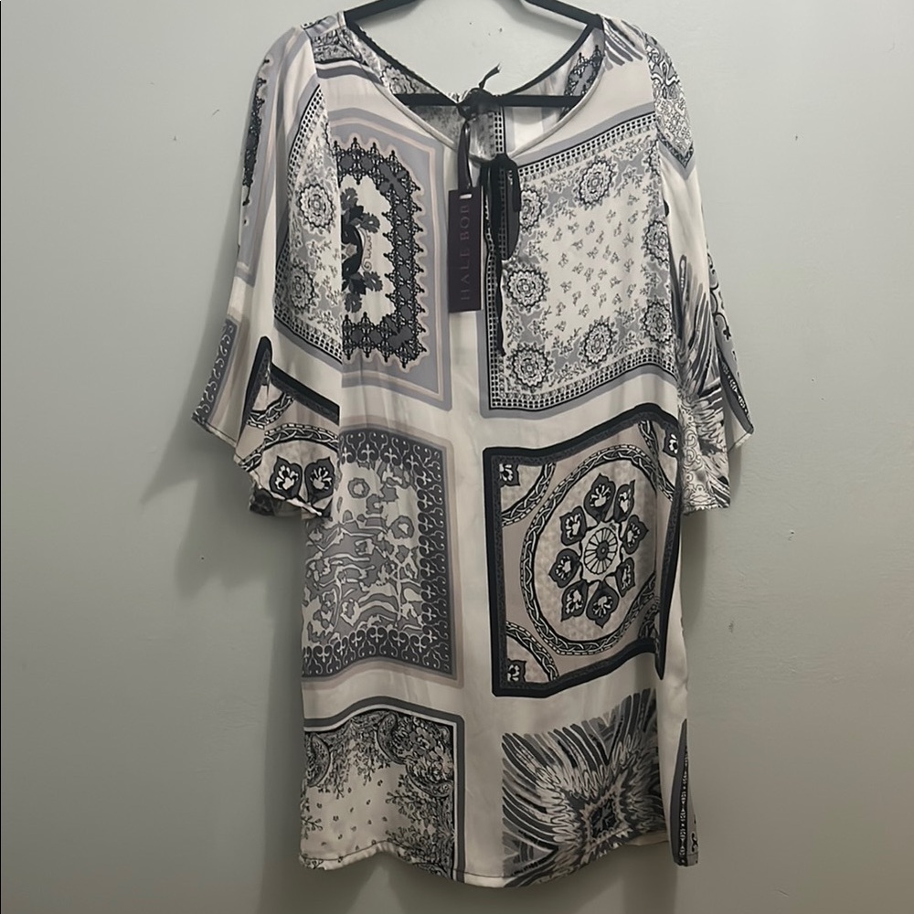 Hale Bob Black and White Silk Patterned Tunic